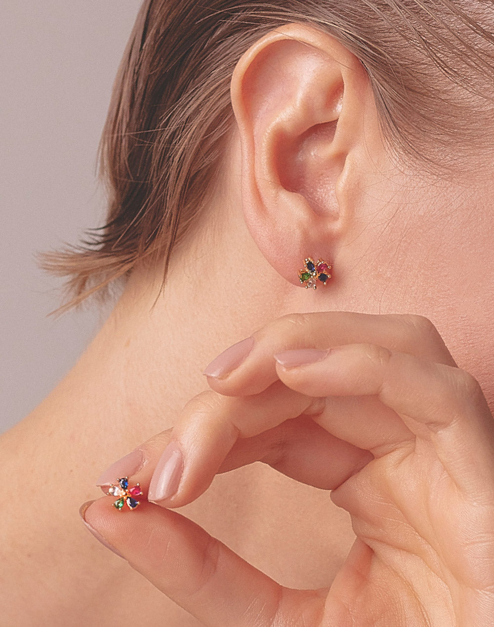 Aretes en Plata 925 Flor Colorful