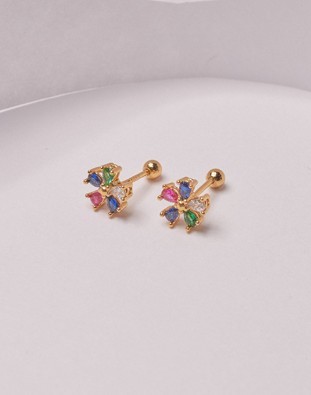 Aretes en Plata 925 Flor Colorful