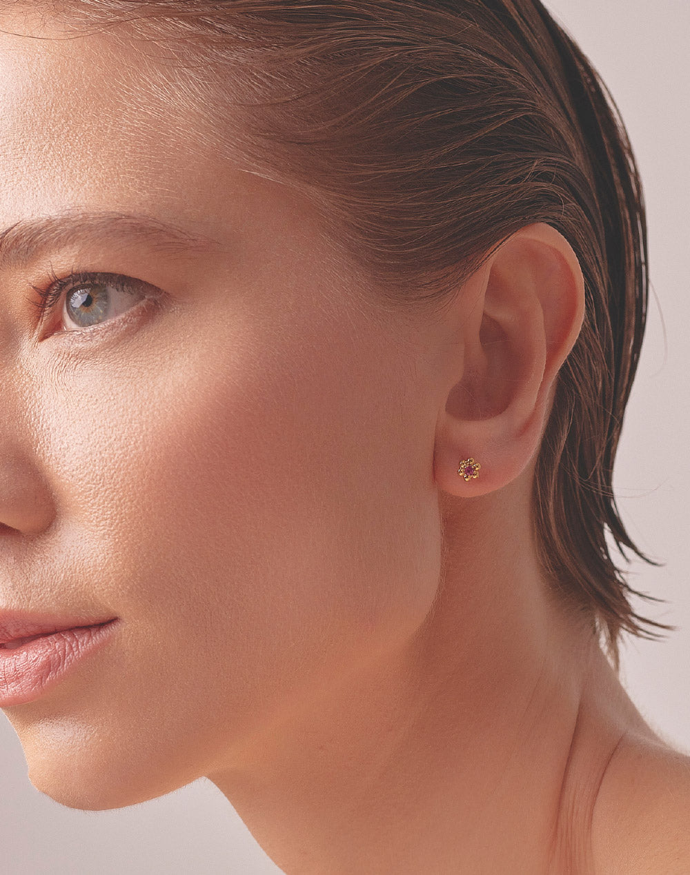 Aretes en Plata 925 Flor Rubí