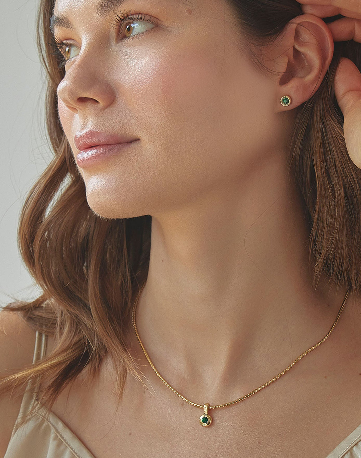 Aretes Cristal Verde Selva