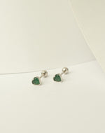 Aretes en Plata Zircon Corazón Emerald