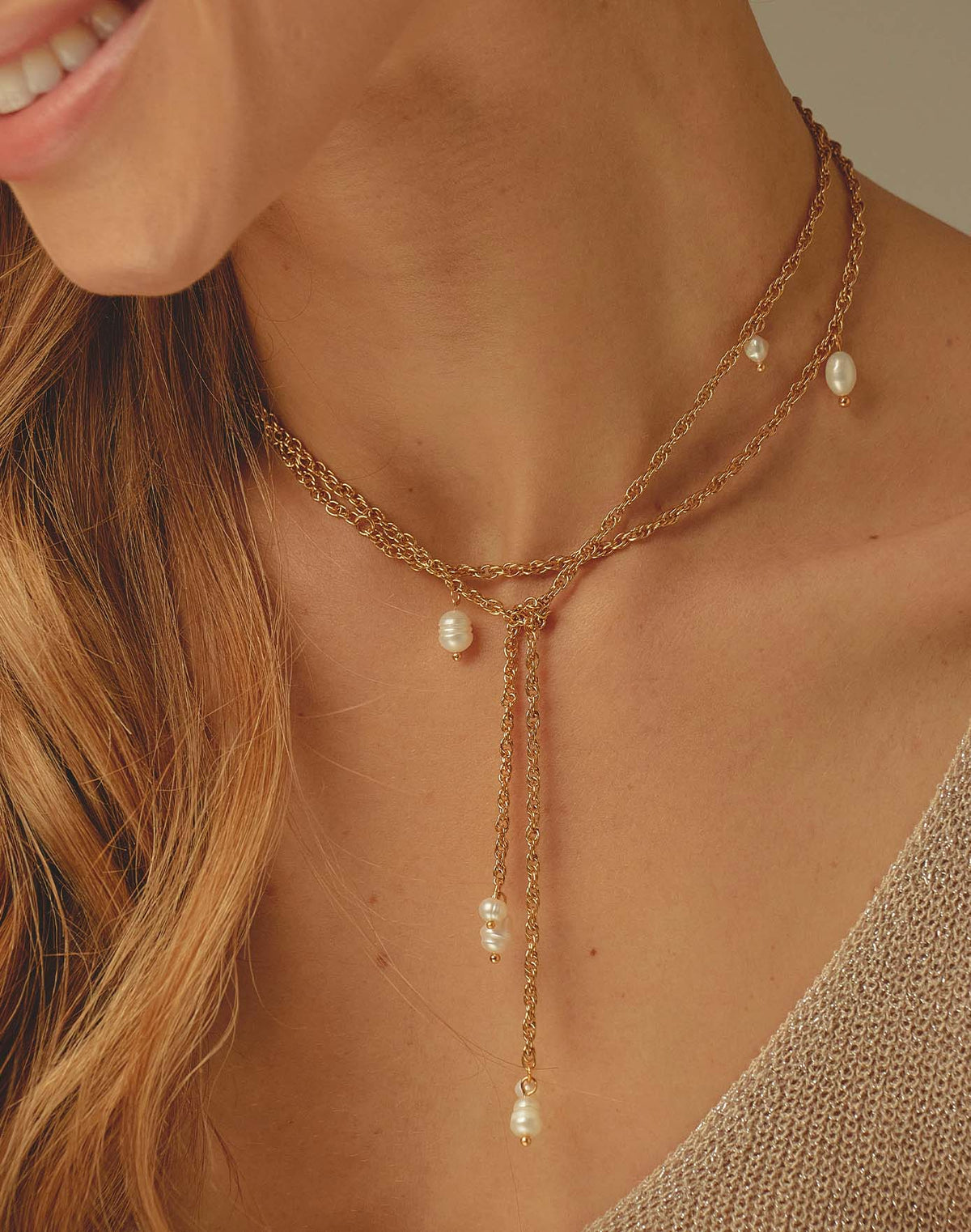 Collar Corbatín de Perlas